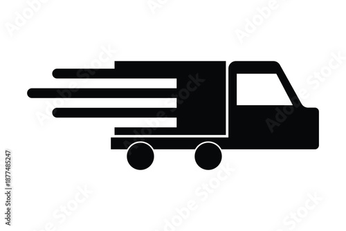 Delivery track icon icon, order and parcel track delivery icon, delivery on track icon, truck isolated on white background.