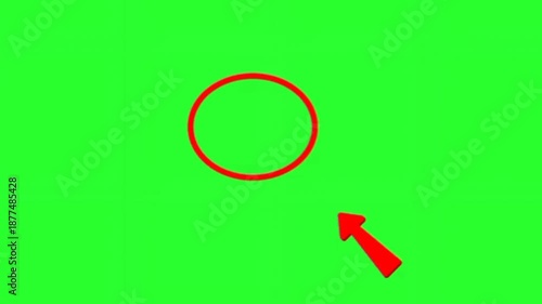 Direct your audience's focus instantly with this sharp red circle and arrow green screen highlight. 