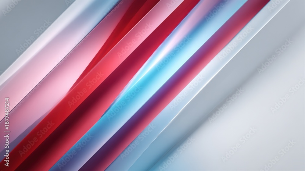 Fototapeta premium Abstract Background of Wavy Colorful Ribbons: Red, Blue, and White Strips for Modern Design