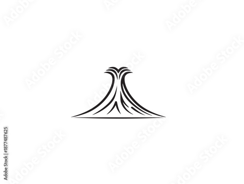 Powerful Volcano Landscape Theme in Simple Modern Outline Style