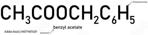 Benzyl acetate chemical formula with callout titles