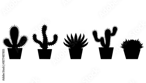 Cactus Plant Silhouette Vector
