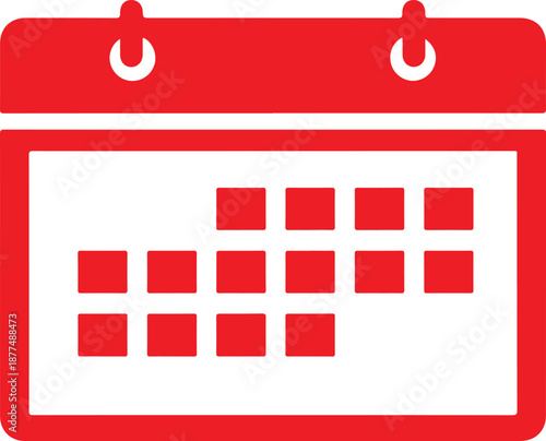 A simple black and white calendar icon with dates marked