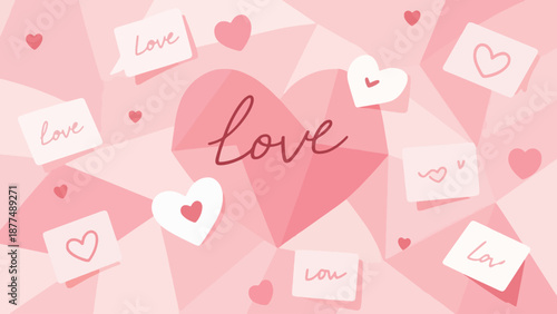 Illustration Of Soft Blush Background With Handwritten Love Notes Vector Design Template