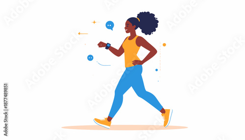 Active Woman Jogging in Urban Setting - Illustration for Fitness and Lifestyle Inspiration