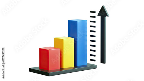 Free Download 3D Bar Chart with Upward Arrow - GFXLoad