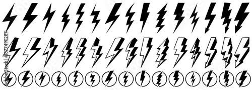 vector set Lightning icons collections. bolt icon . Thunder symbol flash sign template design vector illustration	