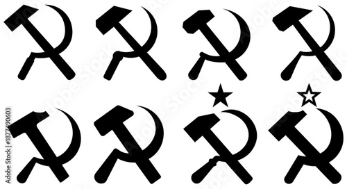 set collections hammer and sickle icon. USSR symbol. Communist logo marxism sign design vector illustration