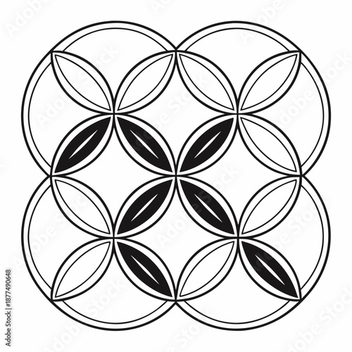 Minimalist sacred geometry flower of life vector with clean line art. Suitable for spiritual design, tattoo, logo, meditation, and geometric artwork.