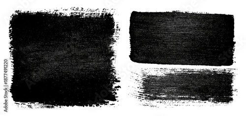 Abstract black ink paint grunge brush stroke border set background. grungy rough brushstrokes splatter stains dirty textured and transparent background vector collection.
