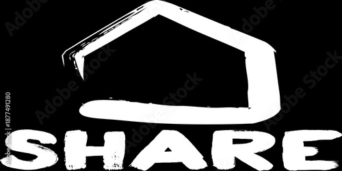 A real estate sign illustration featuring a house on a blackboard with a residential building icon and vector silhouette design for property business architecture