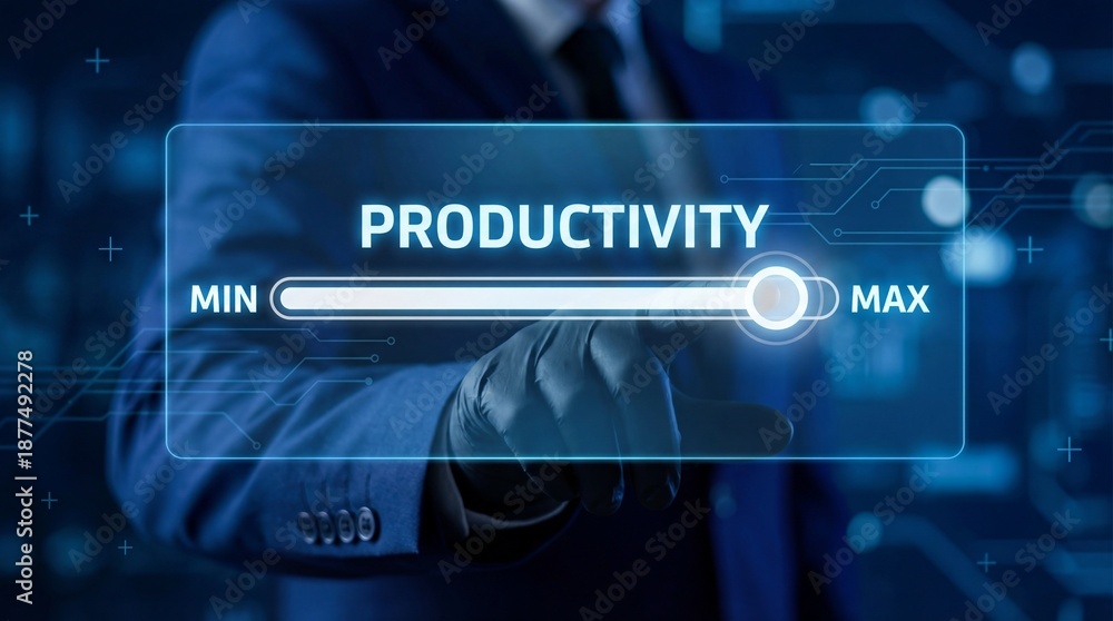 Fototapeta premium Businessman adjusting productivity settings for maximum efficiency