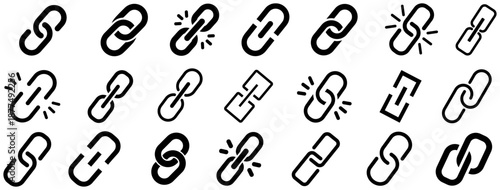 Set Chain link icon collection. Internet URL symbol. connect button sign template design vector illustration