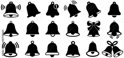 set vector bell icon collections. notification bell symbol. alarm bell sign jingle bell template design illustration