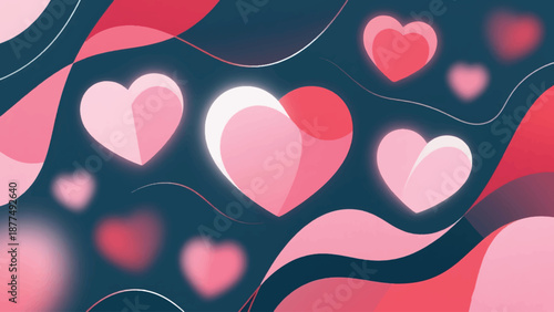 Illustration Of Valentine Abstract Background With Glowing Hearts Vector Design Template