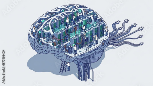 Futuristic brain with cityscape and technology inside representing artificial intelligence and innovation