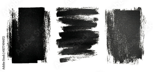 Abstract black ink paint grunge brush stroke border set background. grungy rough brushstrokes splatter stains dirty textured and transparent background vector collection.