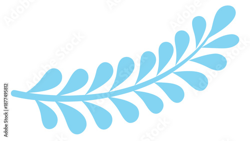 Elegant blue leaf branch on white background
