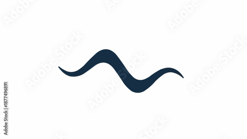 Wavy Dark Blue Abstract Line Shape.