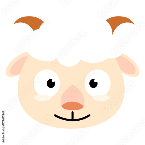 Cute Cartoon Sheep Face