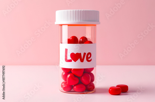 A medicine bottle with the word 