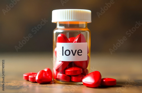 A medicine bottle with the word 