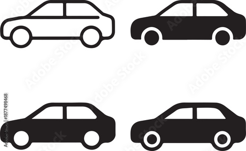 Isolated family car icon, family sedan car vehicle silhouette, family transport vector, minimal urban illustration, family car travel design, clean minimal isolated family car