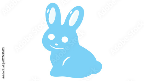 Cute blue bunny with big ears and happy face