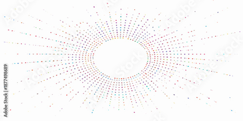 Futuristic digital art illustration featuring a blue abstract background vector with circles, binary patterns, and halftone dots forming a 3d motion tunnel texture for a technology wallpaper backdrop