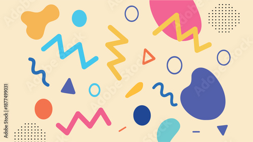 Colorful abstract background vector with playful shapes, perfect for posters, banners, social media and creative graphic designs.