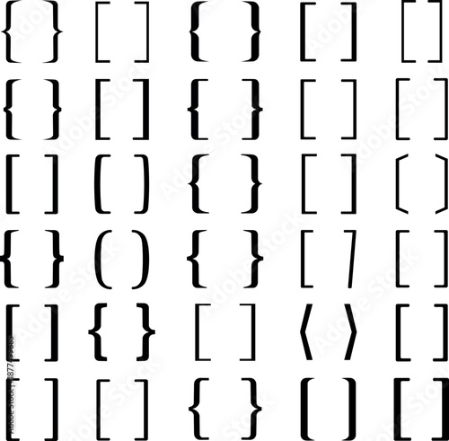 Square bracket symbols vector typography set for coding, programming, mathematics, text formatting, and copy-paste use. Clean minimal symbol illustration.