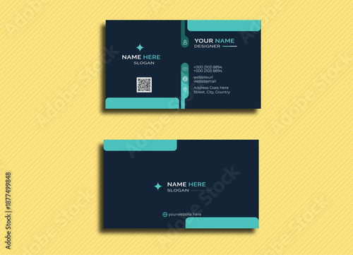 Minimal Business Card Layout with Black Accents, Business card design template, Clean professional business card template, visiting card, bulletin business card template.