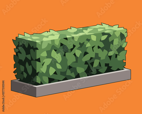 A vibrant green, stylized hedge, neatly contained within a sleek, modern grey rectangular planter, perfect for adding natural beauty to contemporary landscape designs
