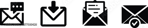 mail and email icon set with envelope symbols, vector illustration for communication and web design