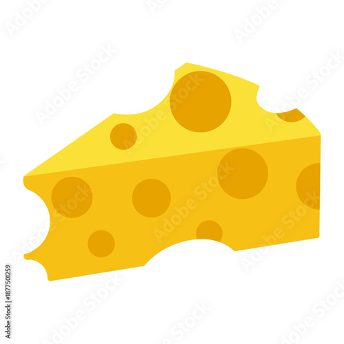Cheese Slice Illustration Isolated on White Background