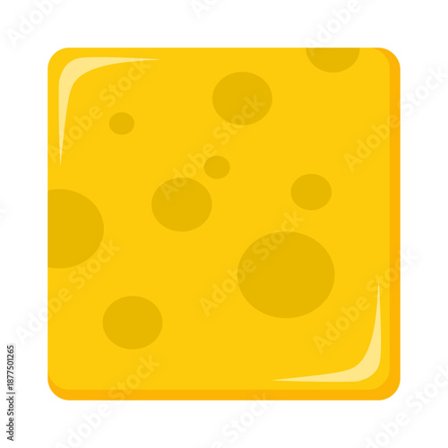 Cheese Slice Illustration Isolated on White Background