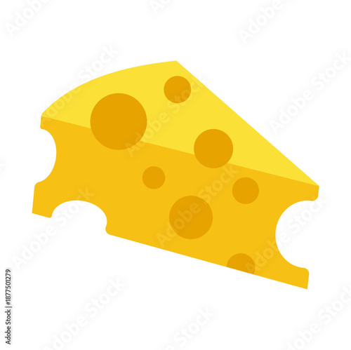 Cheese Slice Illustration Isolated on White Background