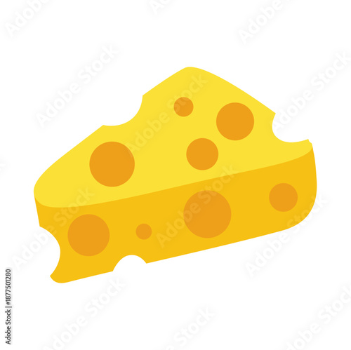 Cheese Slice Illustration Isolated on White Background