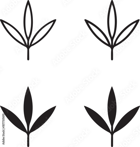 Isolated bamboo leaf icon, bamboo leaf zen botanical silhouette, bamboo plant nature vector, minimal organic illustration, bamboo leaf garden design, clean minimal isolated bamboo leaf vector