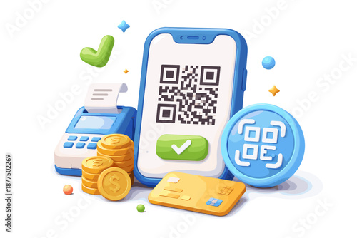 Digital payment concept with QR code scanning and credit card for seamless transactions