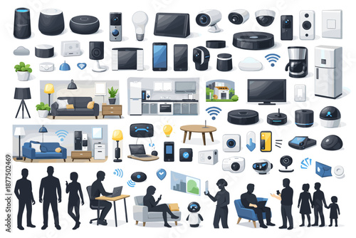 Smart home devices and technology collection, illustrating connected living and automation