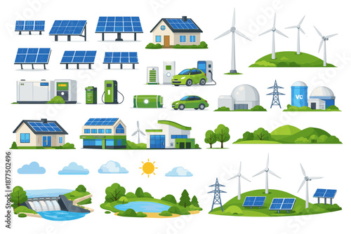 Collection of renewable energy sources and eco-friendly technologies for a sustainable future