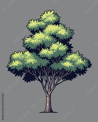 A beautifully illustrated green leafy tree with a strong brown trunk, perfect for adding natural beauty and environmental themes to your designs and projects