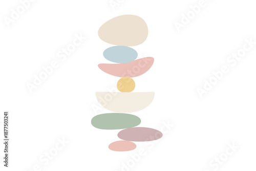 Abstract balanced stones in pastel colors, minimalist zen composition