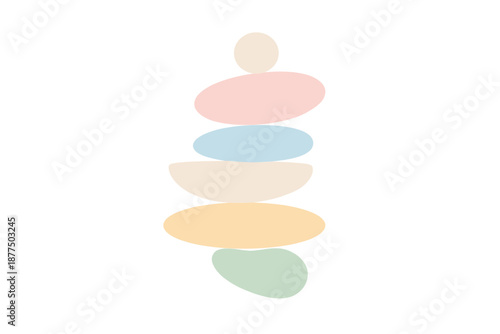 Abstract balanced stones in pastel colors, a symbol of harmony and zen