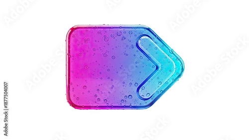 Translucent Play Button Icon with Bubbles and Gradient