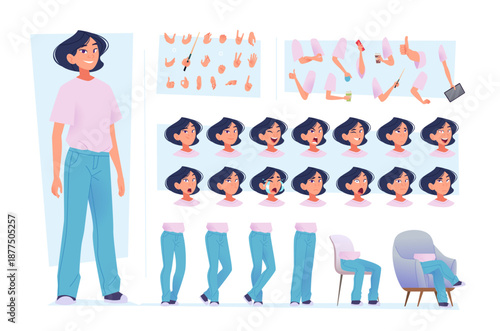 Complete animated model showcasing diverse movements and facial expressions