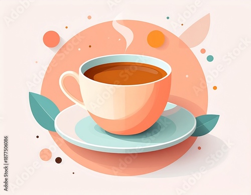 Flat Cartoon Coffee Cup Illustration with Minimal Design