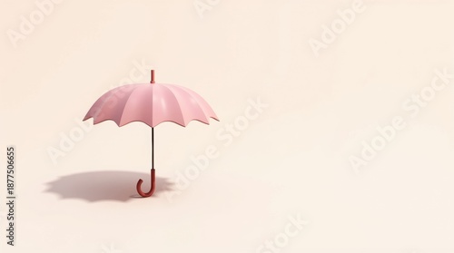 Single pink umbrella on light background