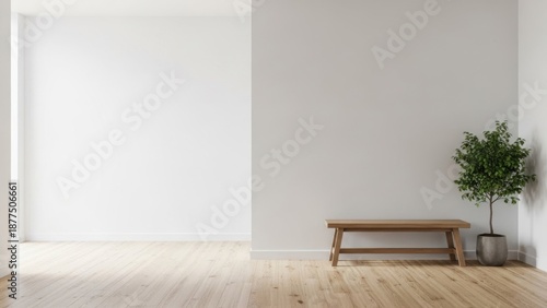 Minimal Room with Bench and Plant